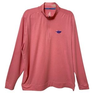 Johnnie-O XL Pink Striped Quarter Zip Pullover Performance Golf Top Athleisure